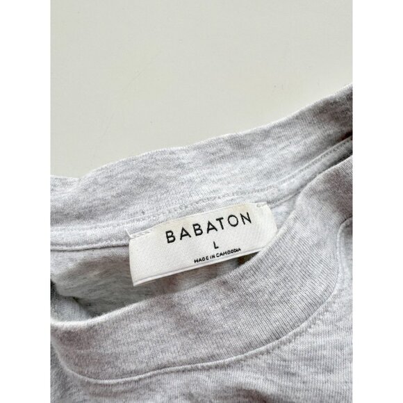 Lot of 2 Aritzia BABATON Black Grey Cotton Jersey Shoulder Pad T-Shirts, Size L - Picture 7 of 14